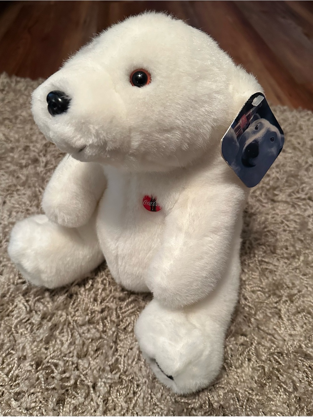 Vintage 1993 Coca Cola White Polar Bear Plush with Red Logo NWT